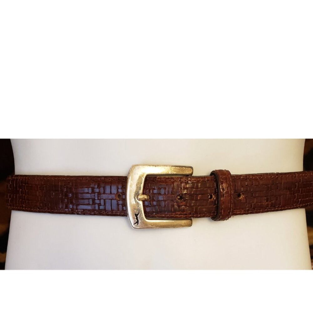 PGA Golf Tour Men's Leather Belt Silver Buckle Size-34 Made in USA#261150